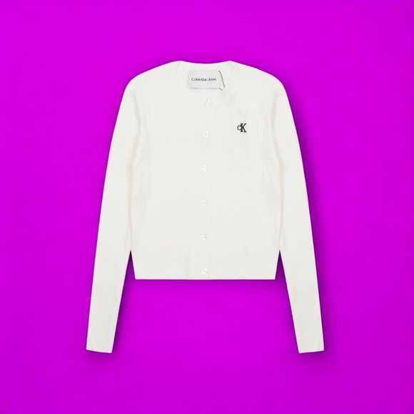 Calvin Klein Jeans Ivory Button-Up Cardigan - Picture 1 of 9